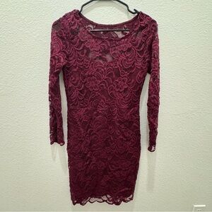 Maroon Lace Mini Dress